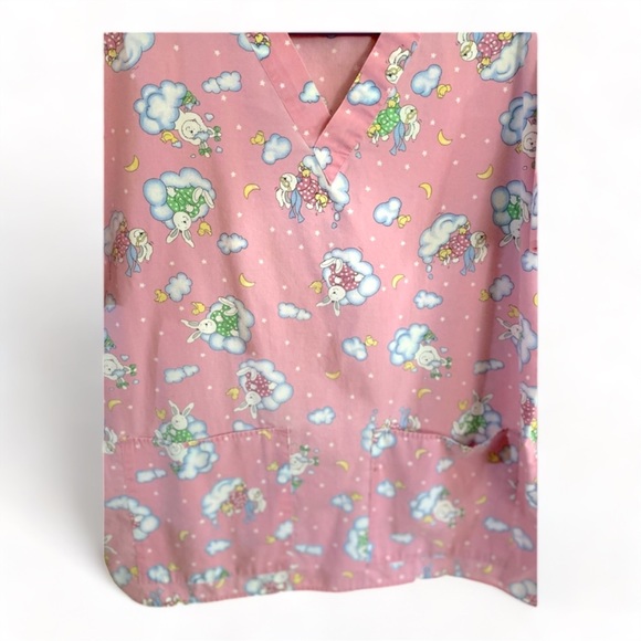 Jaylyn Silly Rabbits Scrub V-Neck Top- Med - Picture 2 of 2